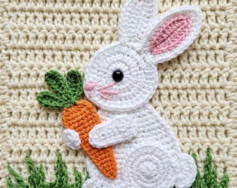 Bunny Applique Crochet Pattern, Easter Day Gift Tag (PDF Pattern)