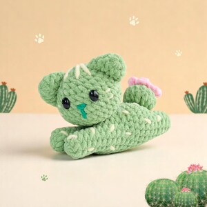 Cactus Cat Crochet Pattern, Chubby Cats Easy Amigurumi, Crochet Plushies Cactus Plant Pot Bundle, Low Sew Loaf Cat Flower Pattern, Cat Lover image 3