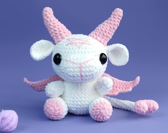 Angle Baphomet Crochet Pattern, Plush Toy Goth Halloween, Grim Grinning Goat Pattern, Angle Demon Pattern, English Instruction