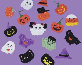 Halloween Ornaments Bundle Crochet Pattern, Halloween applique Crochet Pattern Bundle, Amigurumi Candy Corn, Ghost, Pumpkin, Witch