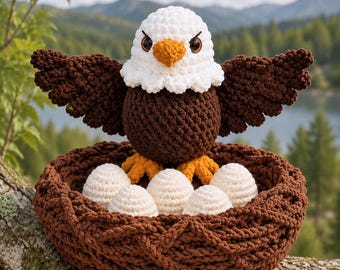 Fly Free Jackie Eagle Crochet Pattern, Bald Eagle Amigurumi PDF,  American Eagle Plush Pattern,  Patriotic Amigurumi