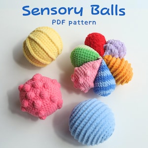4in1 Sensory Balls Crochet Pattern, Montessori Sensory Ball, Fidget Toy Crochet Pattern, mobile friendly Pattern, Baby Gift PDF Pattern