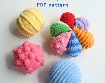 Haakpatroon sensorische ballen 4in1, sensorische bal Montessori, haakpatroon Fidget Toy, mobielvriendelijk patroon, pdf-patroon babycadeau