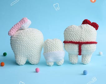Teeth Family Crochet Pattern, Crochet Tooth Pattern, Medical