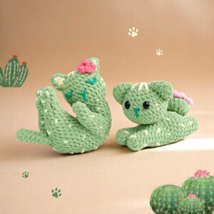 Cactus Cat Crochet Pattern, Chubby Cats Easy Amigurumi, Crochet Plushies Cactus Plant Pot Bundle, Low Sew Loaf Cat Flower Pattern, Cat Lover image 7