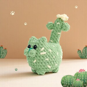 Cactus Cat Crochet Pattern, Chubby Cats Easy Amigurumi, Crochet Plushies Cactus Plant Pot Bundle, Low Sew Loaf Cat Flower Pattern, Cat Lover image 2