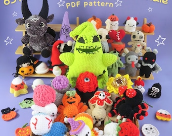 Big Bundle 65+ Halloween Crochet Patterns, Cute Halloween Amigurumi Plushies PDF, Halloween Spider Bundle, Halloween Ornaments, Candy Bags