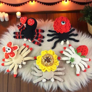 5-in-1 Flower Spider Halloween Crochet Pattern PDF Download, Spider Halloween Amigurumi Plushies, Spooky Fall Plushie Amigurumi Decoration