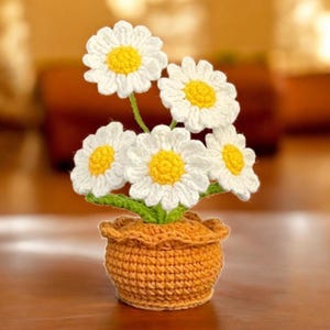 Daisy Pot häkeln Muster, Blume Pflanze häkeln, Mini Daisy Wohnkultur Amigurumi Englisch PDF, Kawaii Blumentopf Daisy Plüschtier