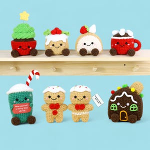 7in1 Christmas Food Crochet Pattern, Amigurumi GingerMan Pattern, Xmas Hot Chocolate/Latte Crochet Pattern, Christmas Drink Holiday Pattern