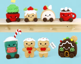 7in1 Christmas Food Crochet Pattern, Amigurumi GingerMan Pattern, Xmas Hot Chocolate/Latte Crochet Pattern, Christmas Drink Holiday Pattern