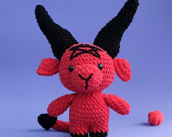 Demon Baphomet Crochet Pattern, Plush Toy Devil Goth Halloween, Grim Grinning Goat Pattern, English Instruction