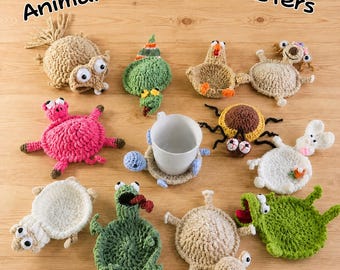 Animal Popping Coasters, Cute Lizard Turtle Coasters, Handmade Crochet Cup Coaster, Funny Pop Up Animal Drink Coaster, Home Decor Gift
