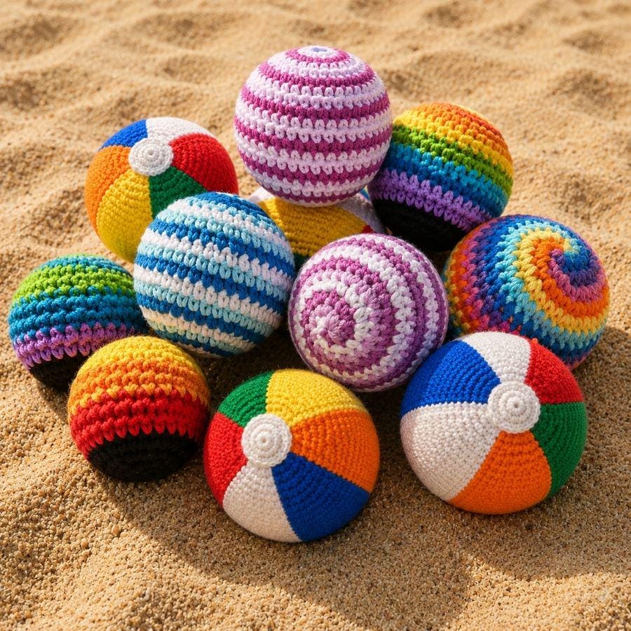3in1 Hand Stitched Hacky Sack Footbag Crochet Pattern, 90s Retro ...