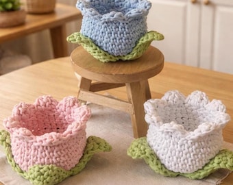 【melted butter】新品未使用　TULIP BASKET Tulip Candy Basket Crochet Pattern | Tulip Flower Bucket | Spring