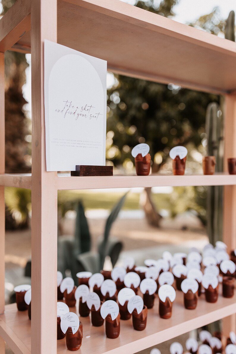 Custom Seating Chart Name Tags for Shot Glasses or Champagne Drink Tags