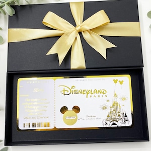 Biglietto a sorpresa gratta e vinci Disneyland - Regalo personalizzato per la rivelazione del viaggio - Rivelazione della data magica - Annuncio personalizzato per la vacanza Disney