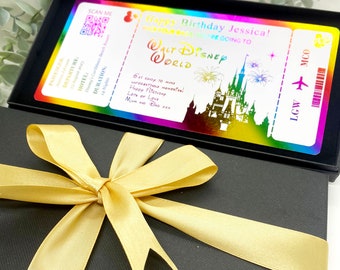 Walt Disney World Orlando, Florida foil ticket reveal/boarding pass Golden Ticket, Travel Ticket, Birthday Trip Gift, Personalised Ticket