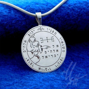 Fifth Pentacle of Moon of the Greater Key of King Solomon, to reveal and protect, Amulet Talisman Kabbalah Magic Pendant Necklace Silver
