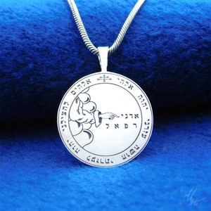 Third Pentacle of Moon of the Greater Key of King Solomon, to protect travelers, Amulet Talisman Kabbalah Magic Pendant Necklace Silver