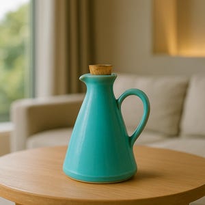 Handmade Greek Ceramic Olive Oil Cruet: 400ml Glazed Pottery