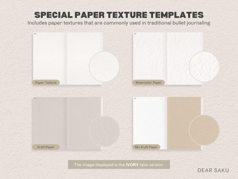 Digital Bullet Journal | Paper Texture Minimalist Digital Bujo, Notebook, Journal for GoodNotes Samsung Notes Notability for iPad Android image 5
