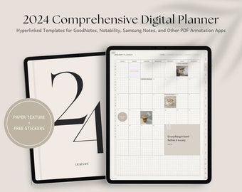 Digitale Planner 2024 | Minimalistische GoodNotes Planner, Dagelijkse Planner, Weekplanner, iPad Planner, Notability Planner, Samsung Notes Planner
