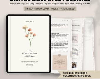 Digital Bible Study Journal PDF (Portrait) | Hyperlinked Soft Paper Texture | Scripture Notes Bible Study Guides GoodNotes iPad Notability