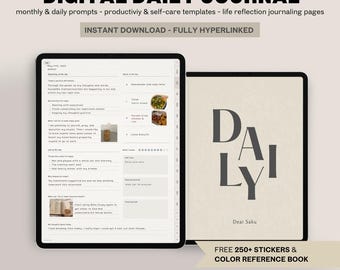 Digital Daily Gratitude Journal: Paper Texture, Stickers (GoodNotes, Notability, Samsung Notes)