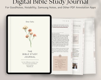 Journal numérique d'étude de la Bible PORTRAIT | Agenda numérique biblique, journal de prières, modèles SOAP, sermon biblique tracker Notability GoodNotes iPad