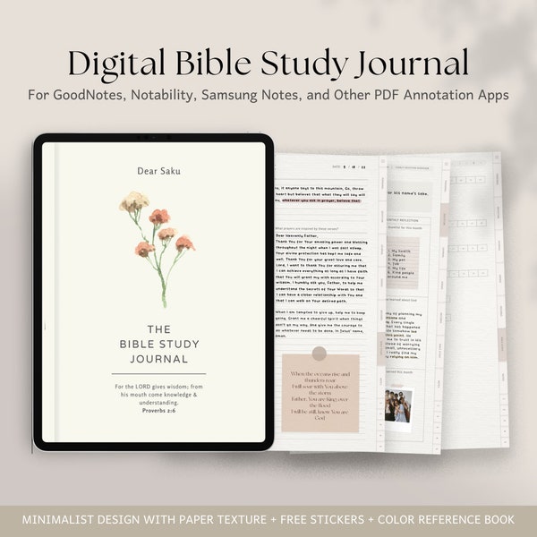 Diario de estudio bíblico digital PORTRAIT / Planificador bíblico digital, Diario de oración, Plantillas SOAP, Seguimiento bíblico de sermones Notabilidad GoodNotes iPad
