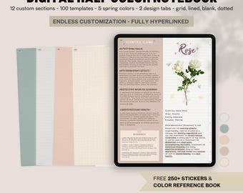Digital Half Color Notebook Paper Texture NEUTRAL SPRING | Journal Unlimited Template Hyperlink GoodNotes Samsung Notability iPad Android
