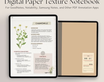 Digital Paper Texture Notebook Portrait | 12 Tabs Hyperlinked Cornell Templates Note Taking GoodNotes Samsung Notes Notability iPad Android