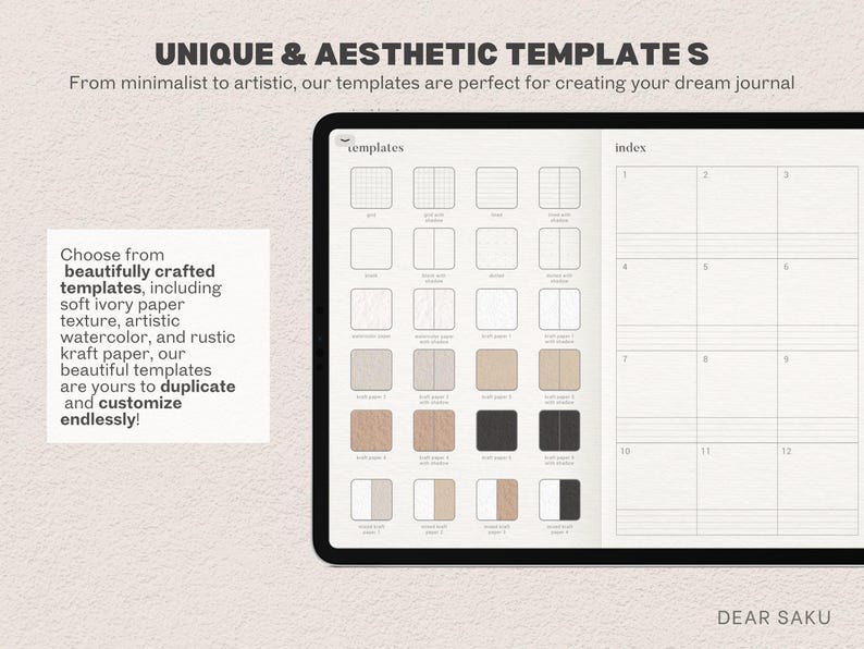 Digital Bullet Journal | Paper Texture Minimalist Digital Bujo, Notebook, Journal for GoodNotes Samsung Notes Notability for iPad Android image 3