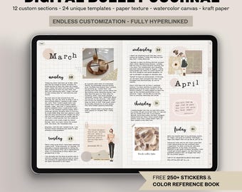 Digital Bullet Journal | Paper Texture Minimalist Digital Bujo, Notebook, Journal for GoodNotes Samsung Notes Notability for iPad Android