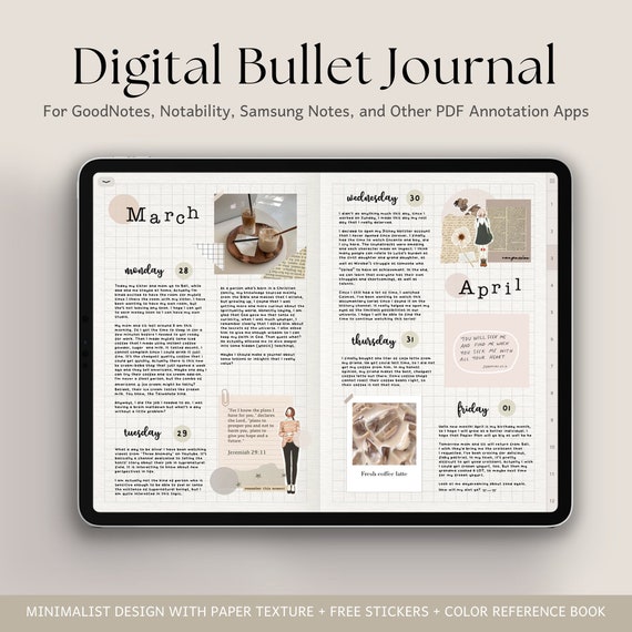 Digital Bullet Journal | GoodNotes Bullet Journal, iPad Journal, Digital Bujo, Travel Diary, Weekly Journal, Manifestation Journal Android