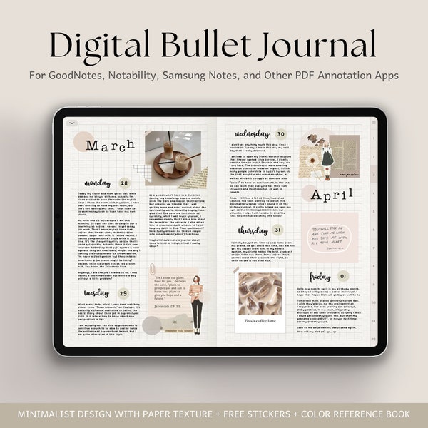 Bullet Journal numérique | Bullet Journal GoodNotes, Journal iPad, Bujo numérique, Carnet de voyage, Journal hebdomadaire, Journal de manifestation Android