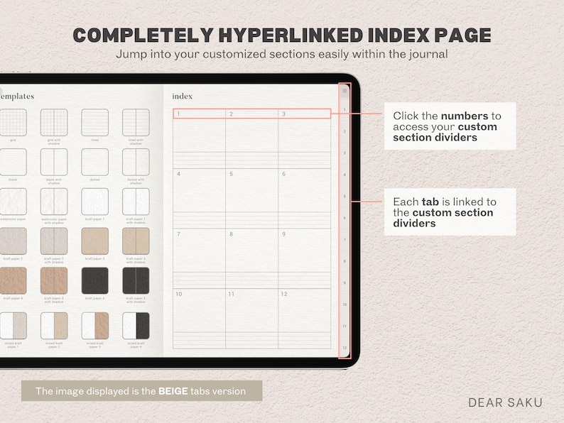 Digital Bullet Journal | Paper Texture Minimalist Digital Bujo, Notebook, Journal for GoodNotes Samsung Notes Notability for iPad Android image 2