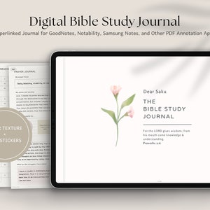 Digital Bible Study Journal LANDSCAPE | Digital Devotional Journal, Prayer Journal, SOAP Template, Sermon Bible Tracker Notability GoodNotes