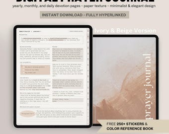 Cyfrowy dziennik modlitewny w formacie PDF | Miękka faktura papieru | Codzienny dziennik do studiowania Biblii i nabożeństw GoodNotes i iPad | Dziennik refleksji chrześcijańskiej