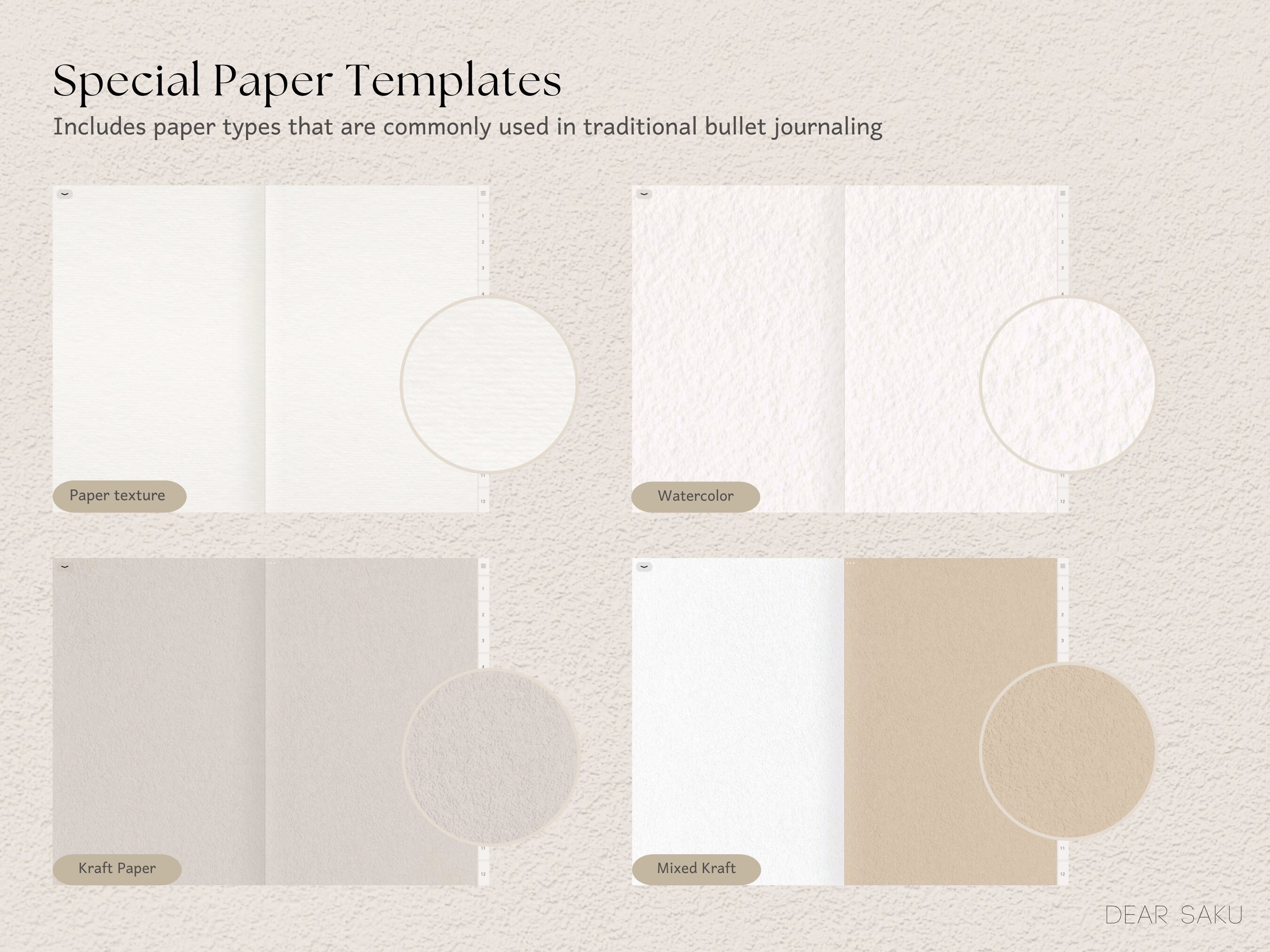 Digital Bullet Journal Paper Texture Undated Notebook With - Etsy