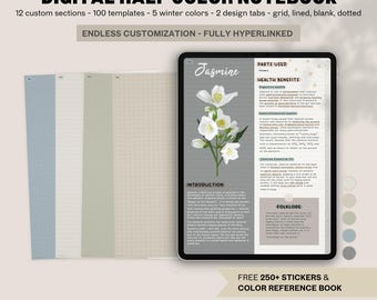 Digital Half Color Notebook Paper Texture WINTER PINE | 12 tabs Hyperlinked Cornell Journal GoodNotes Samsung Notes Notability iPad Android