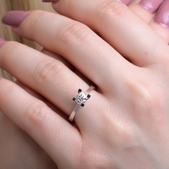 Anello solitario di diamanti da 0 48 ct fascia di diamanti nuziali anello di promessa anello di diamanti semplice anello di fidanzamento disponibile in oro anello di anniversario Etsy Italia
