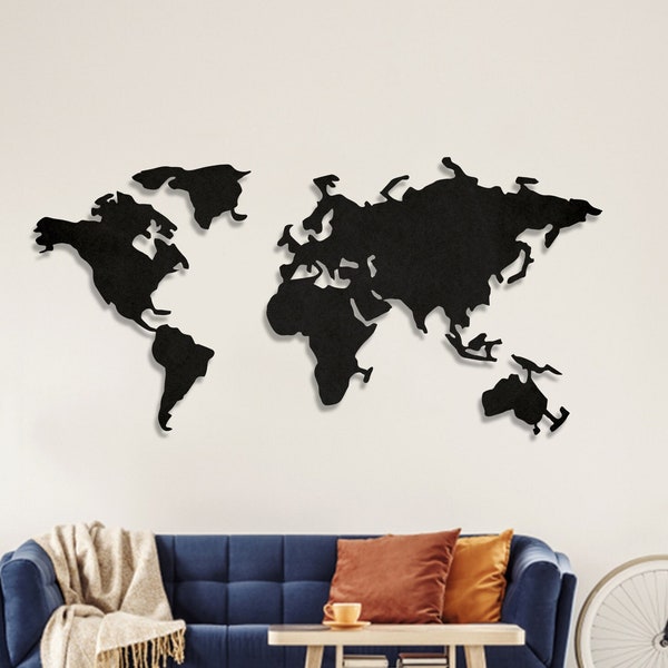World Map Metal Wall Art Etsy UK