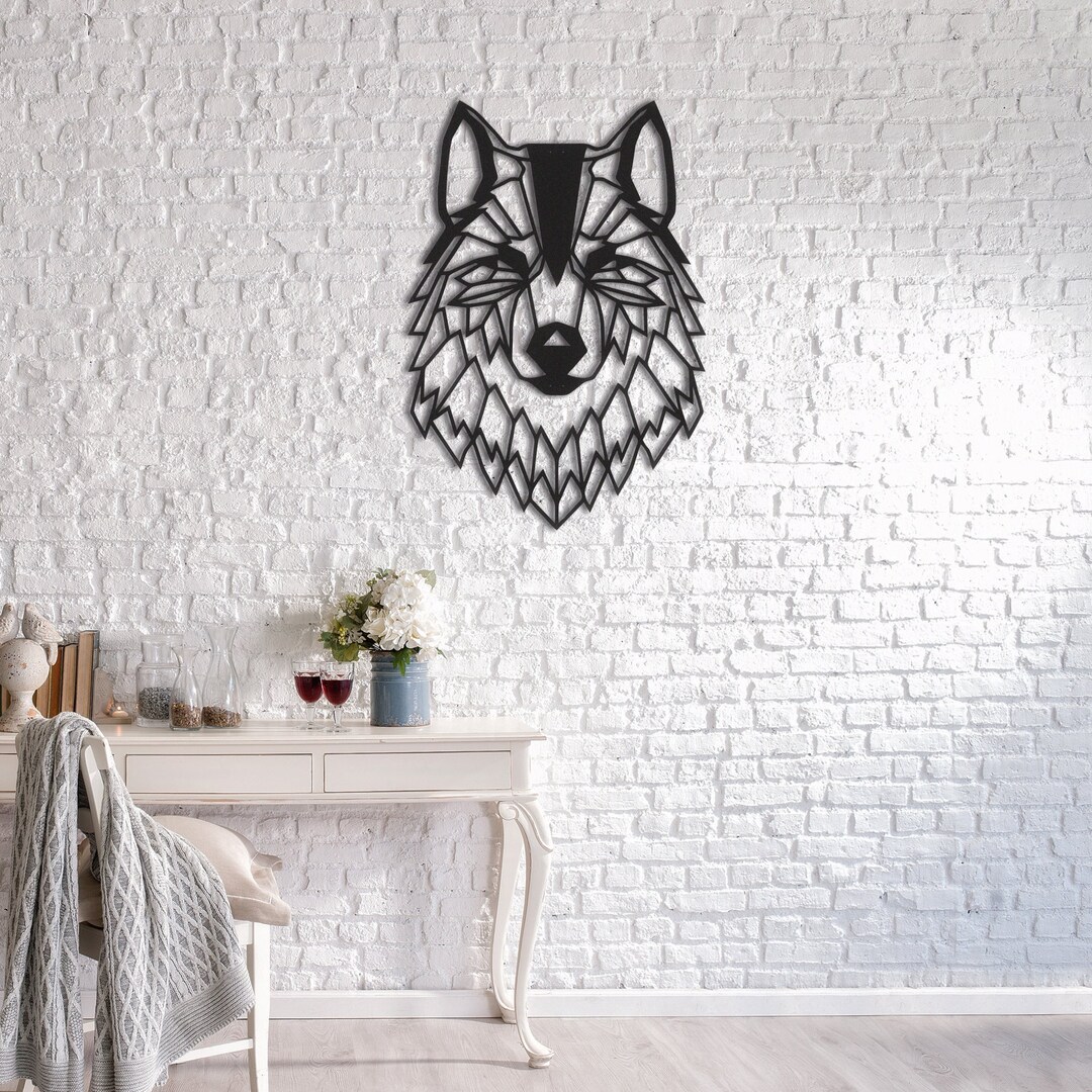 Rustic Wolf Wall Decor Geometric Wolf Head Metal Wall Art - Etsy