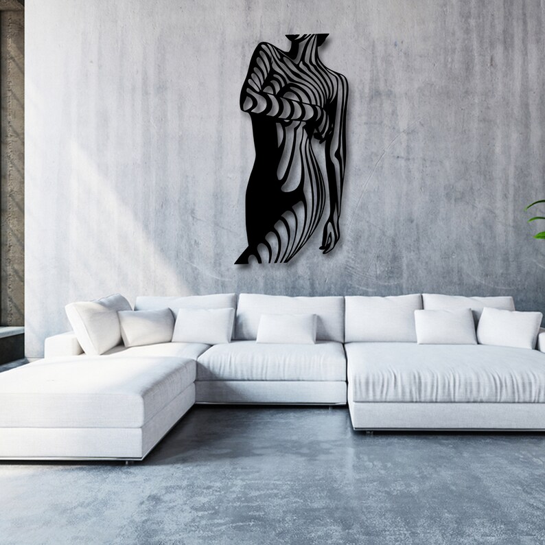 Naked Woman Silhouette Line Art Modern Single Male Home - Etsy