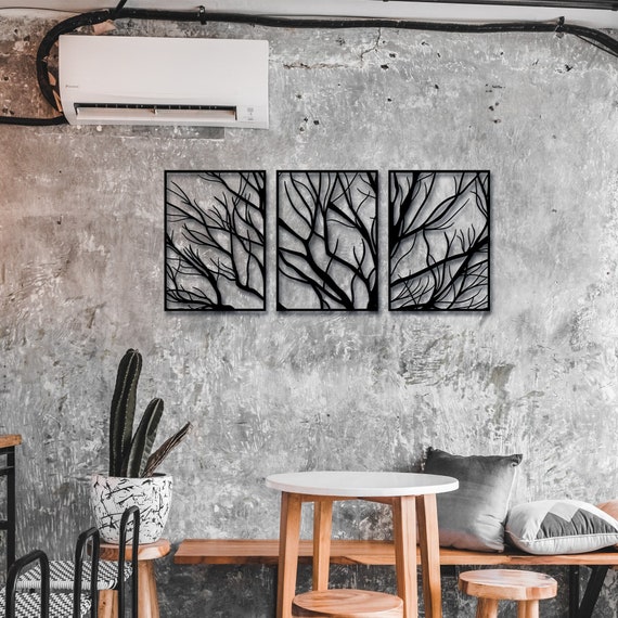 3 Panel Metal Wall Art Great Living Room Decor Tree of Life Etsy