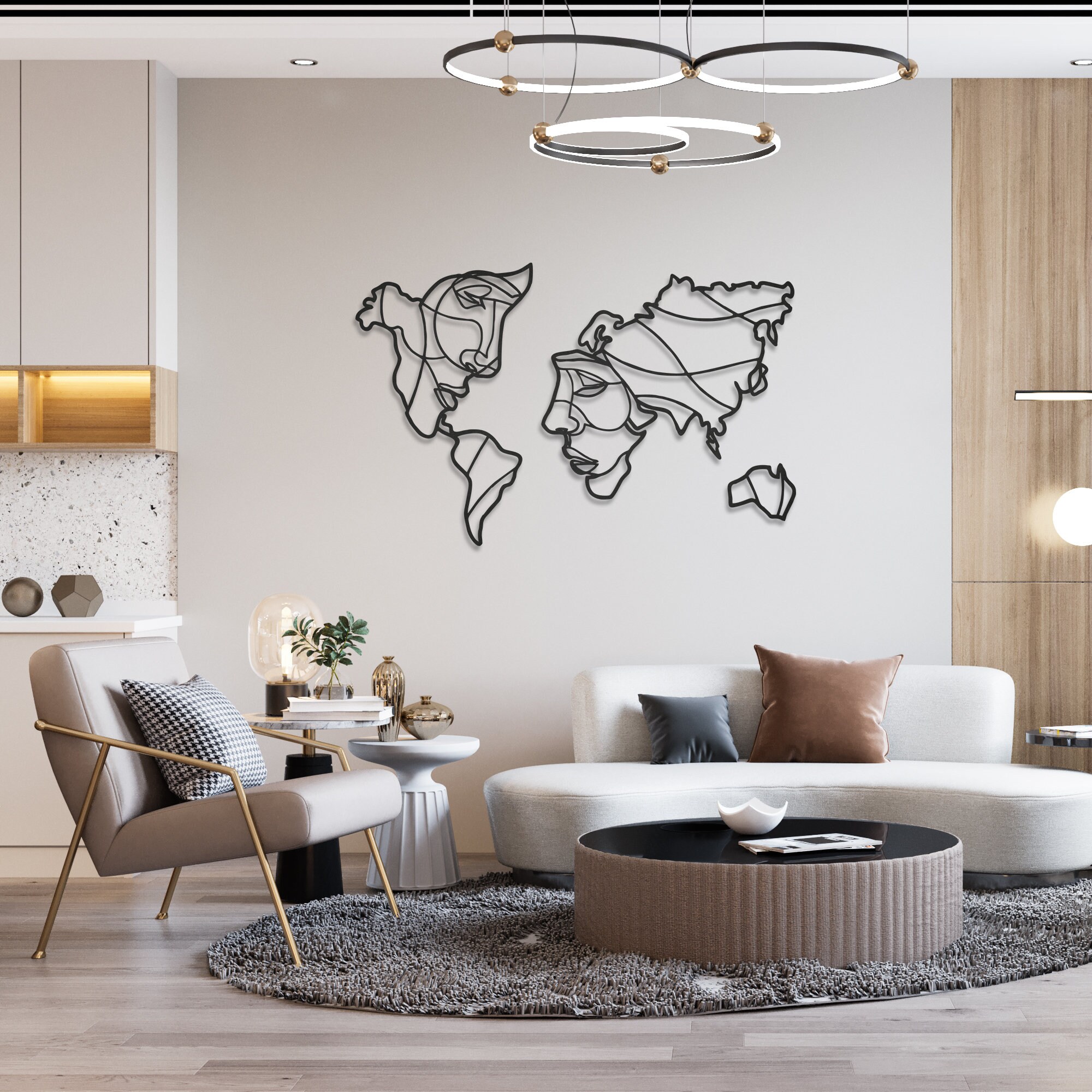 Wire Faces World Map Metal Wall Decoration World Map Artwork Etsy UK