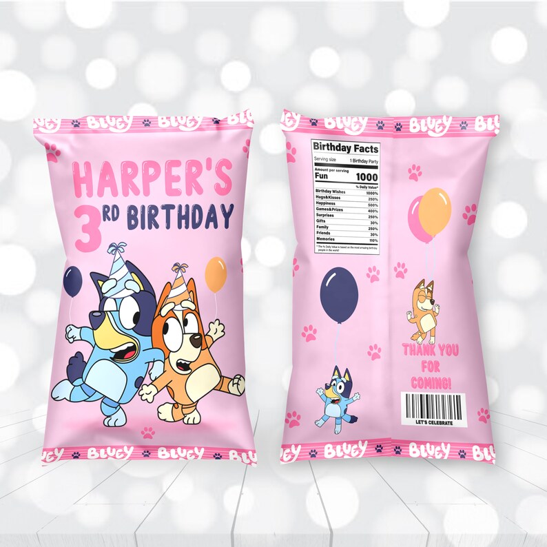 Bluey Birthday Chip Bag Label Printable Birthday Party Bluey - Etsy Denmark