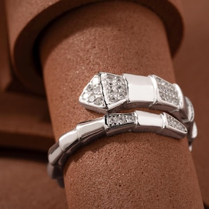 925 Sterling Silver Rhodium-plated silver ring Snake Ring for Women, Ring, Snake Ring, Trend Silver Serpent Ring